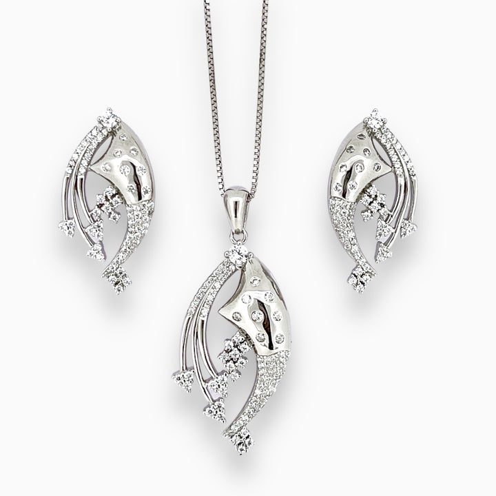 Designer silver Pendant and earring set