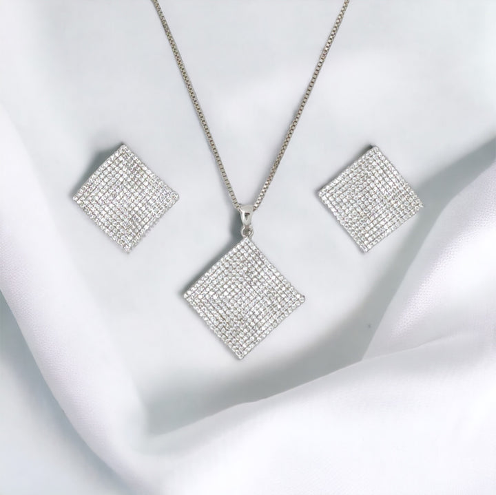 Beautiful designer silver pendant with matching earring set
