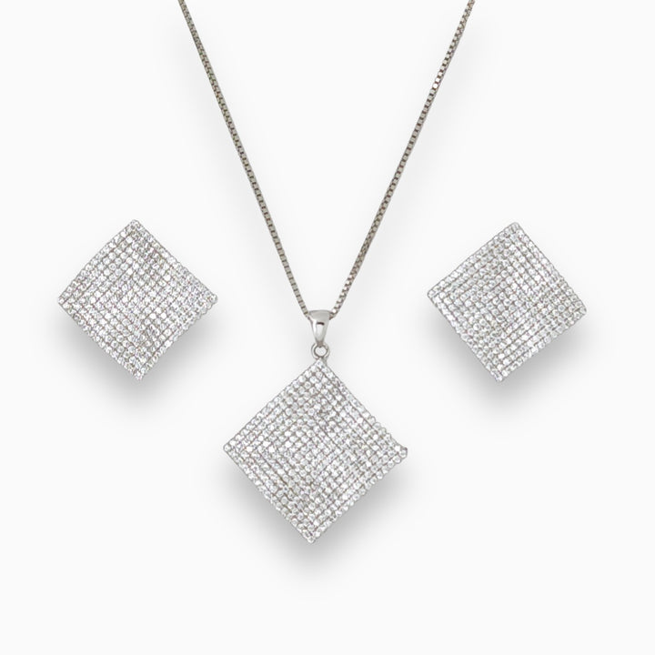 Beautiful designer silver pendant with matching earring set