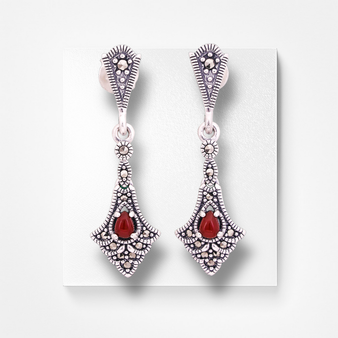 Classic design marcasite stone dangler earring set