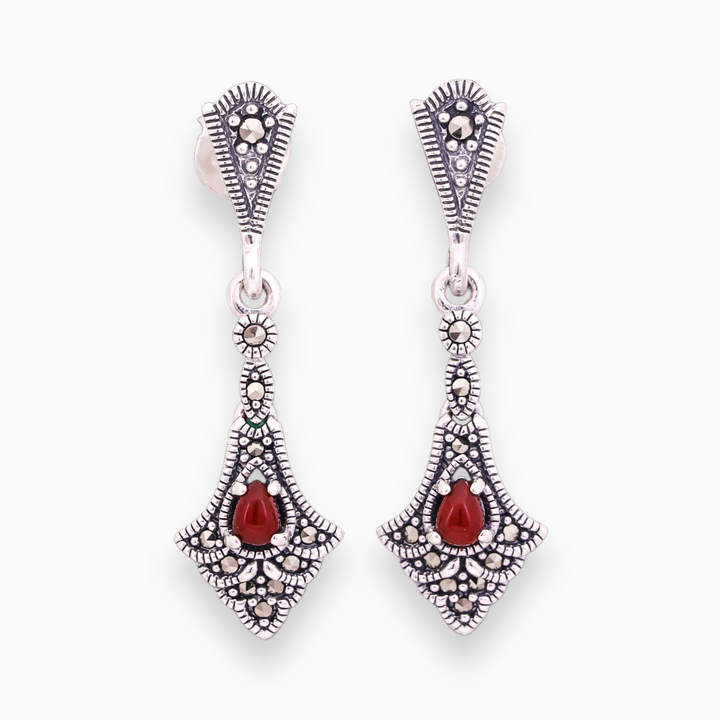 Classic design marcasite stone dangler earring set