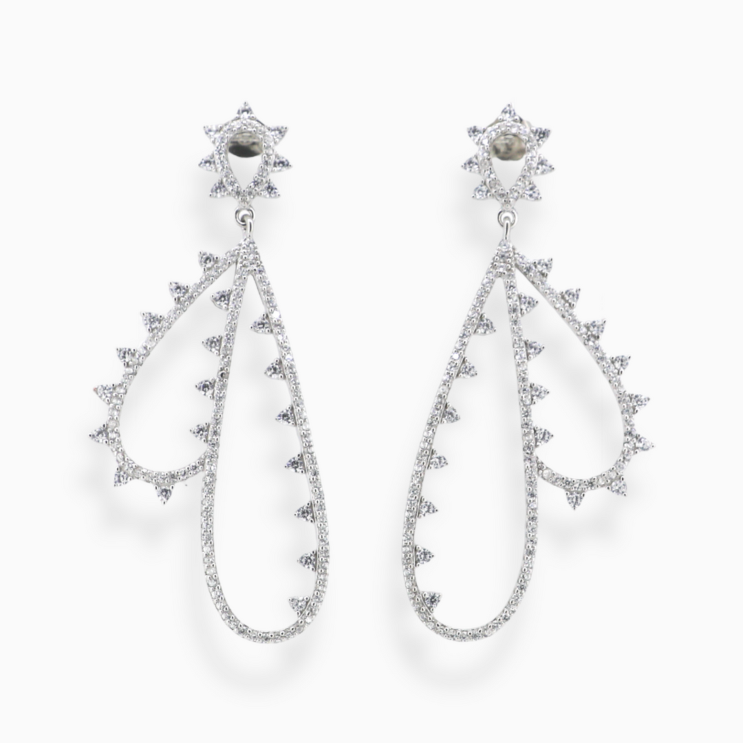 designer silver earring studded with Cz stone