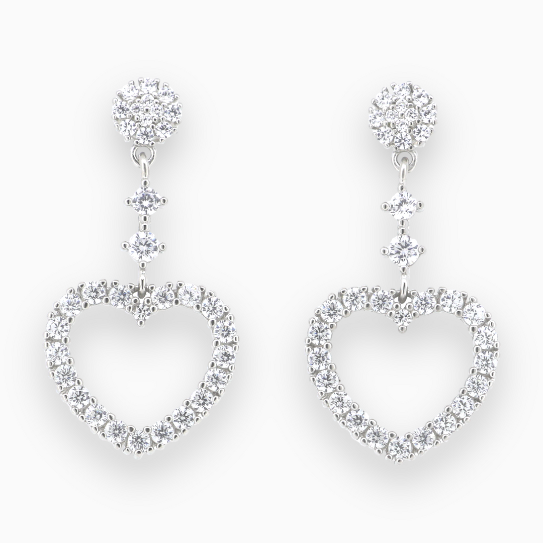 heart shaped designer silver earring