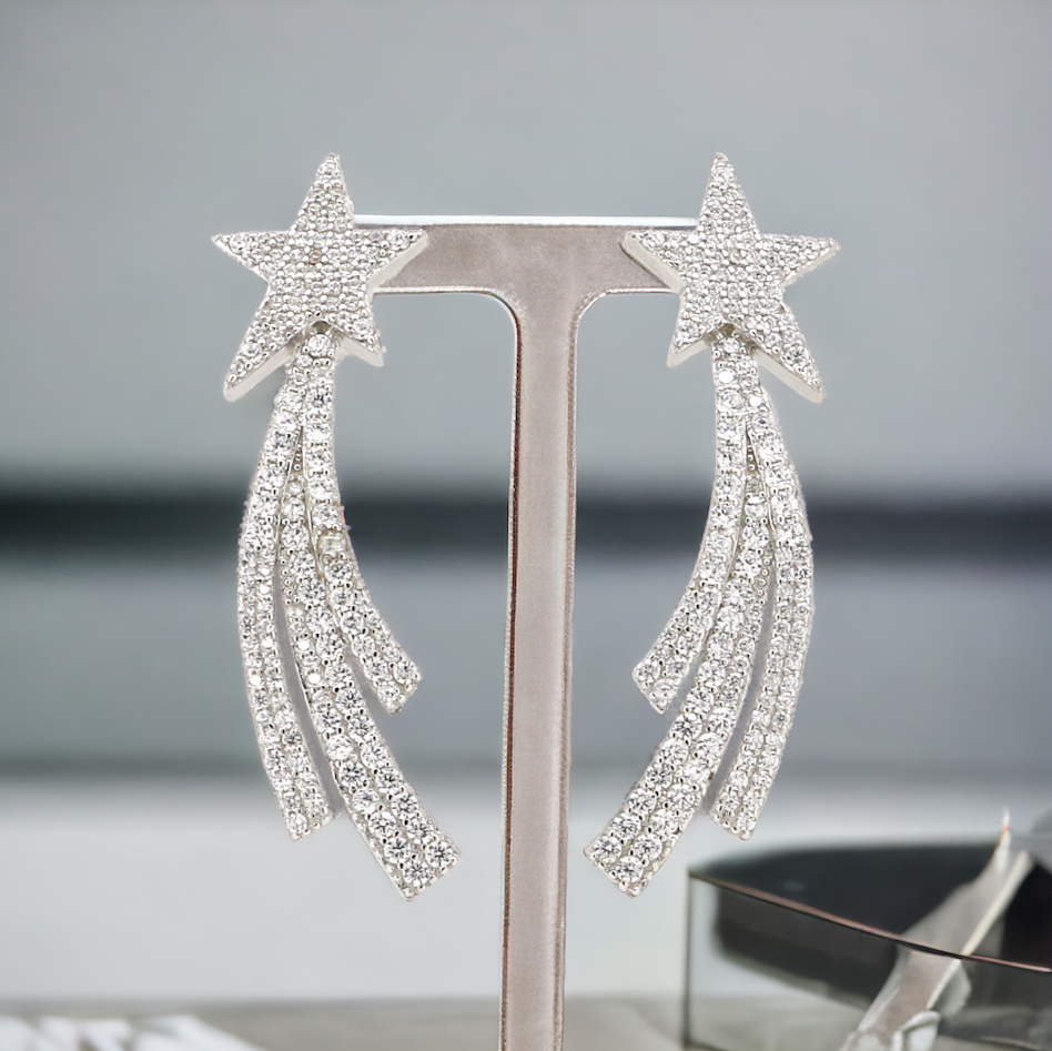 star tail designer silver earring