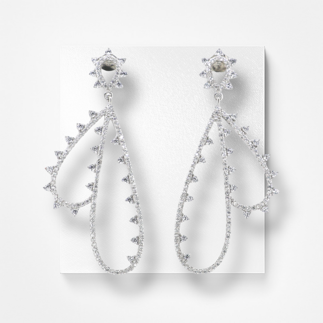 designer silver earring studded with Cz stone
