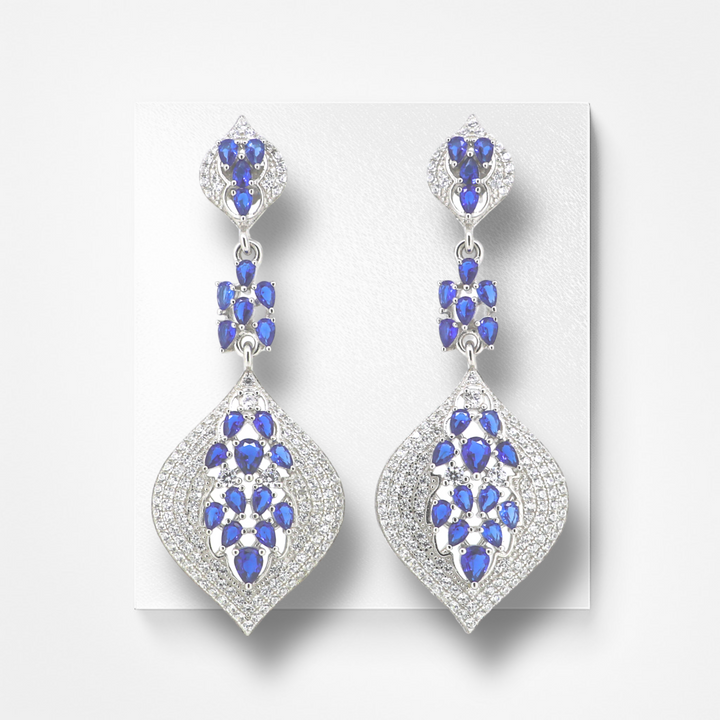 blue color designer silver earring