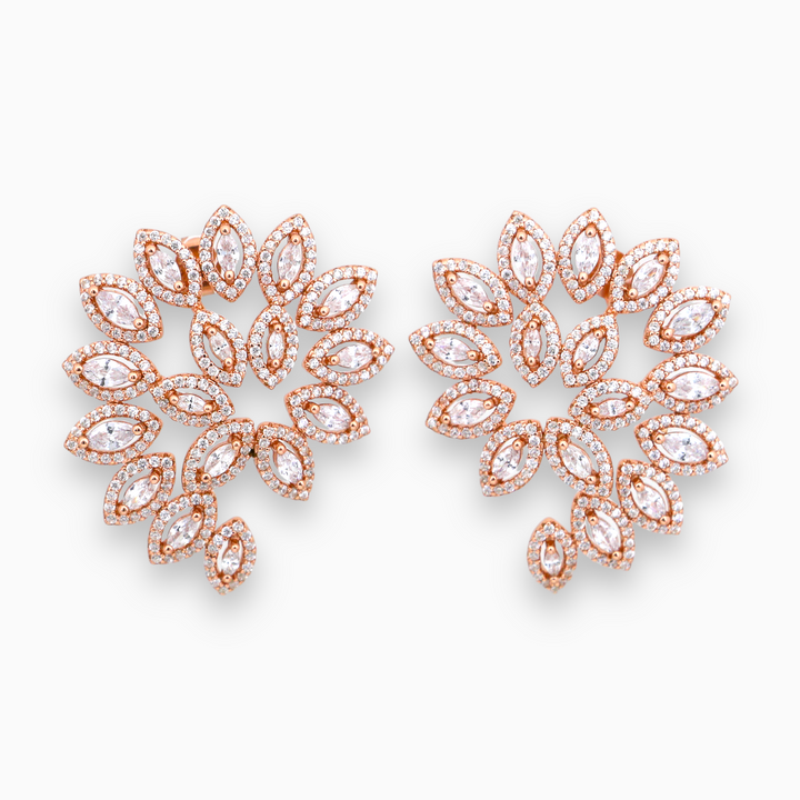 Designer silver earring with rose gold finish