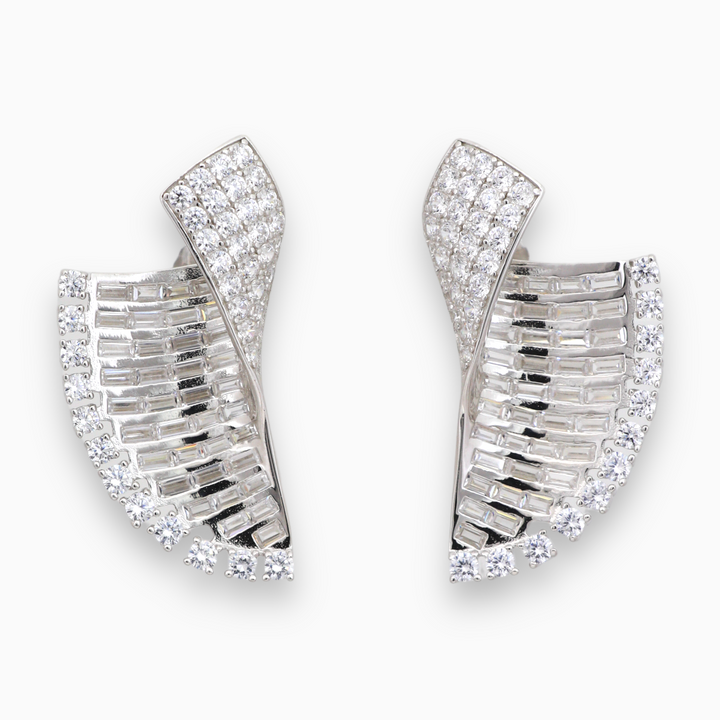 Big and modern designer silver earring