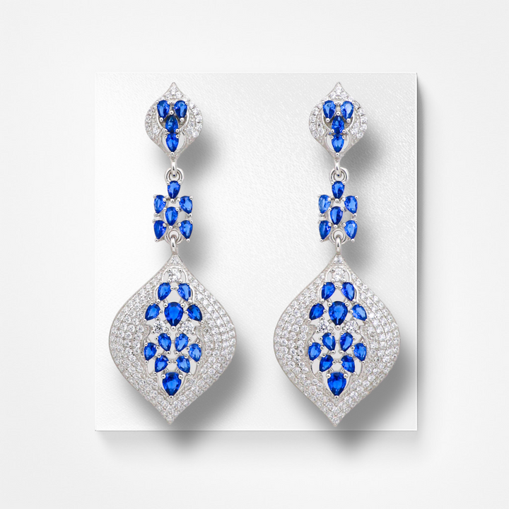 blue color designer silver earring