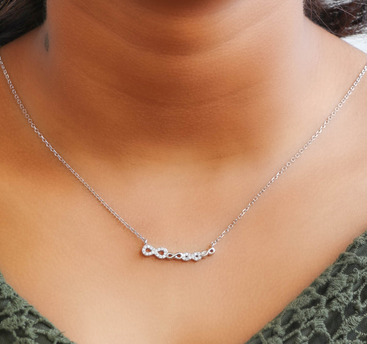Infinity Series Pendant chain Silver with rose gold coated Necklace