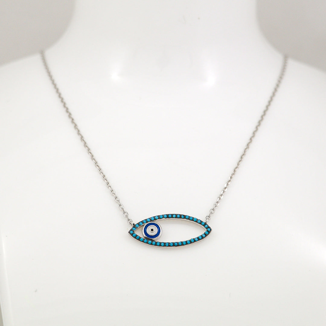 Evil eye Pendant chain Silver with rose gold coated Necklace