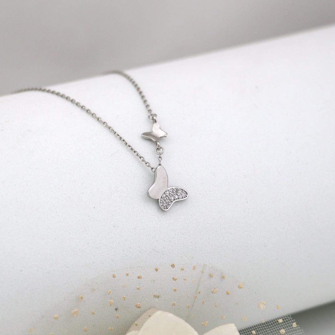 Butterfly Pendant chain Silver Necklace