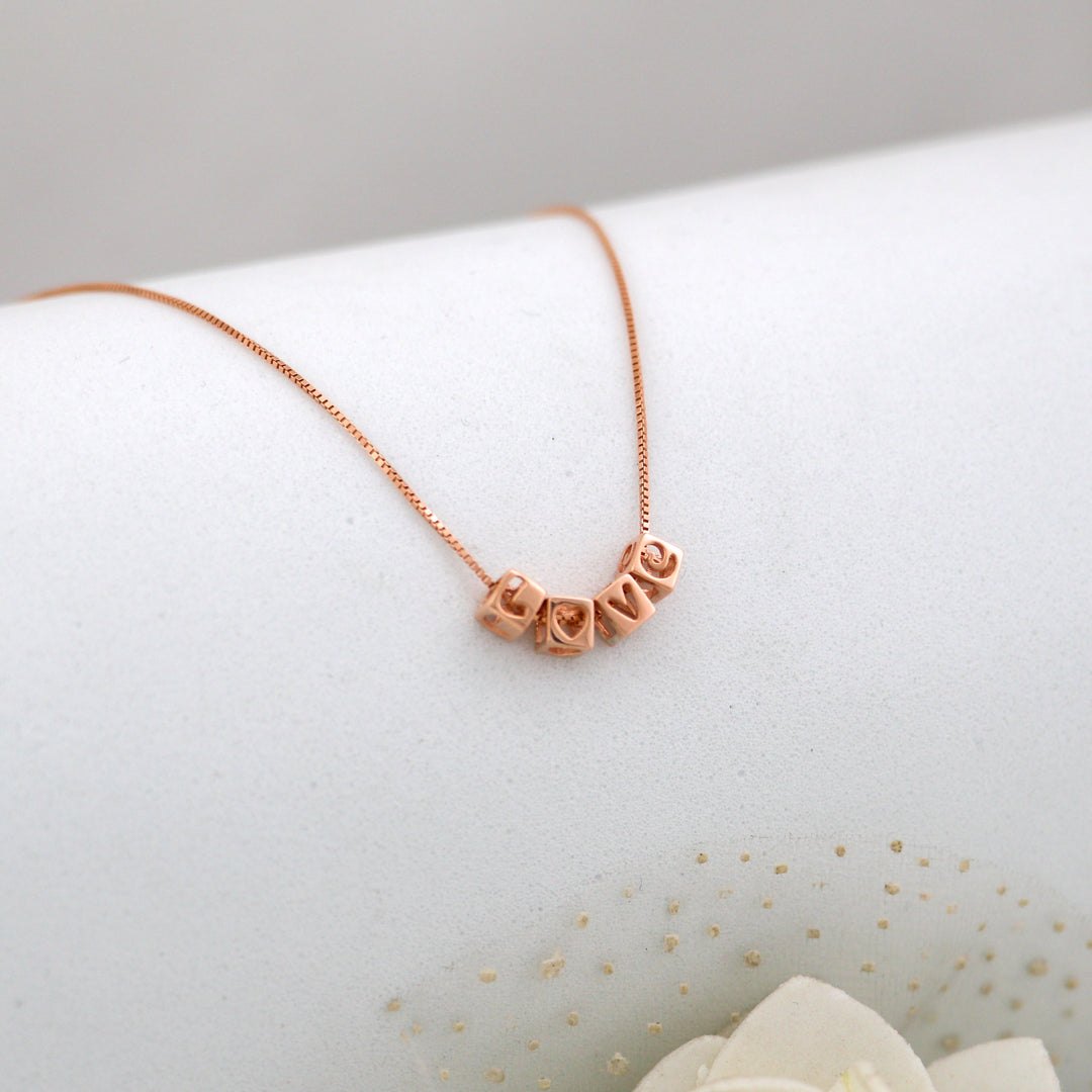 Love Letter Pendant chain Silver with rose gold coated Necklace