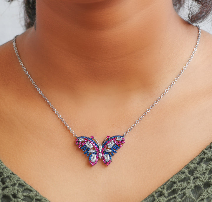 A shining butterfly Pendant with chain necklace