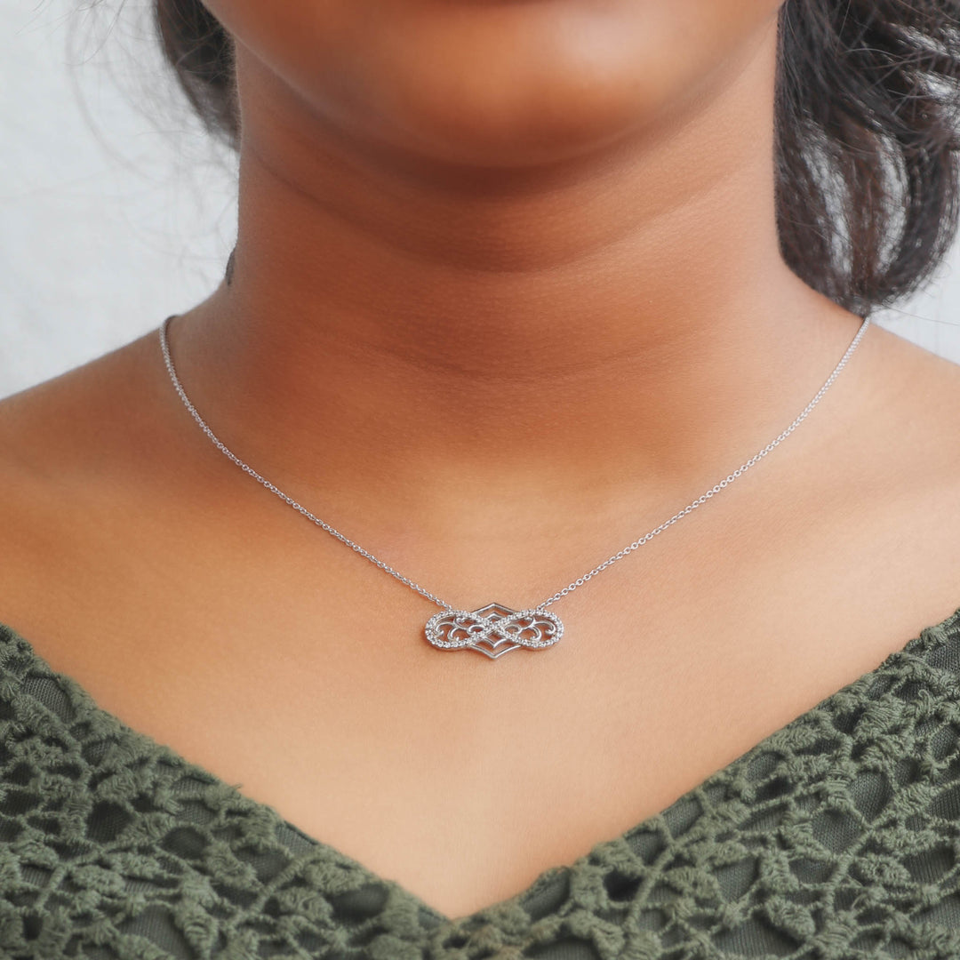 Infinite shield Pendant with chain Silver Necklace