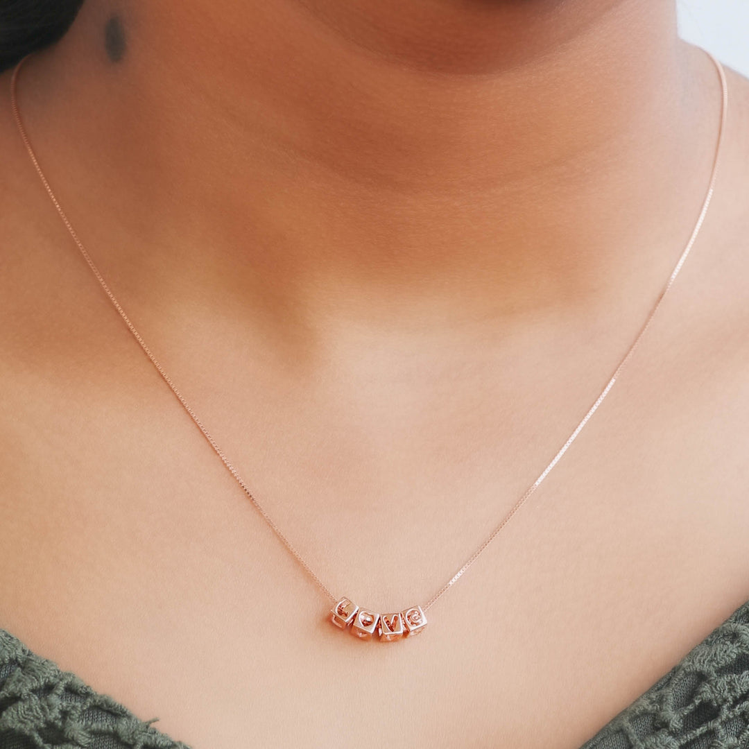 Love Letter Pendant chain Silver with rose gold coated Necklace