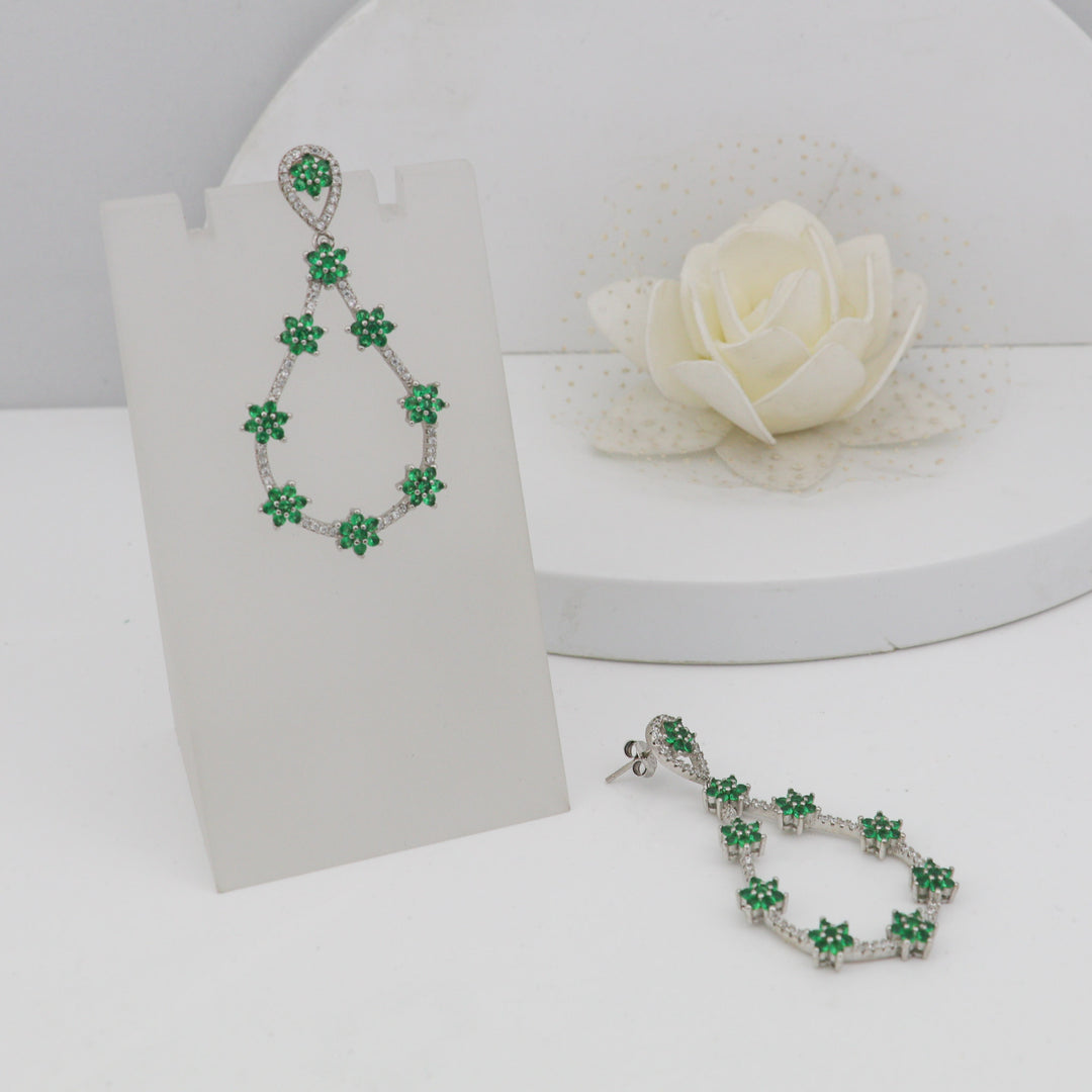 green flower garland design dangler earring set