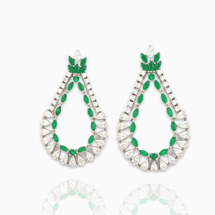 green white combination design dangler earring set
