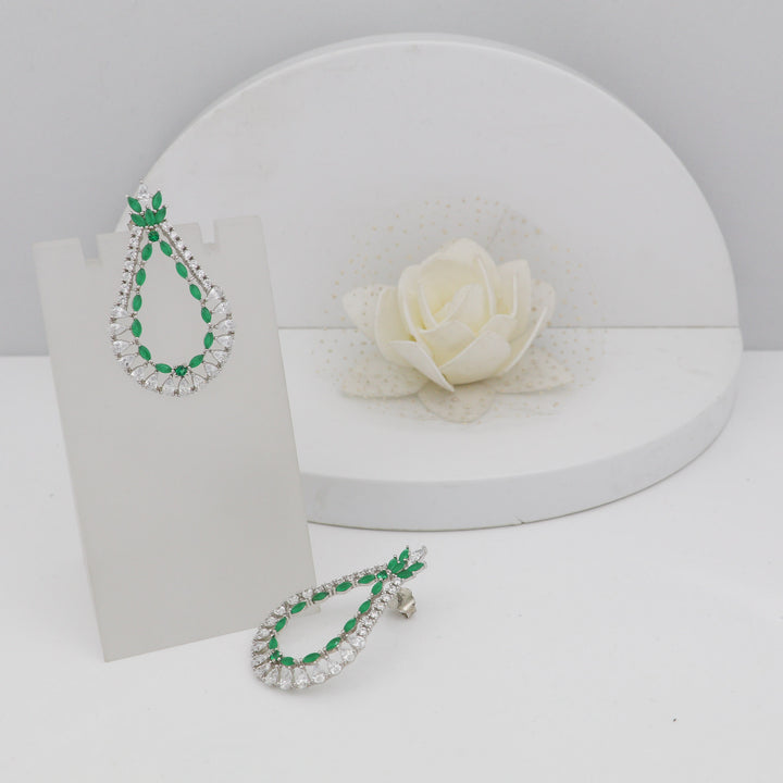 green white combination design dangler earring set