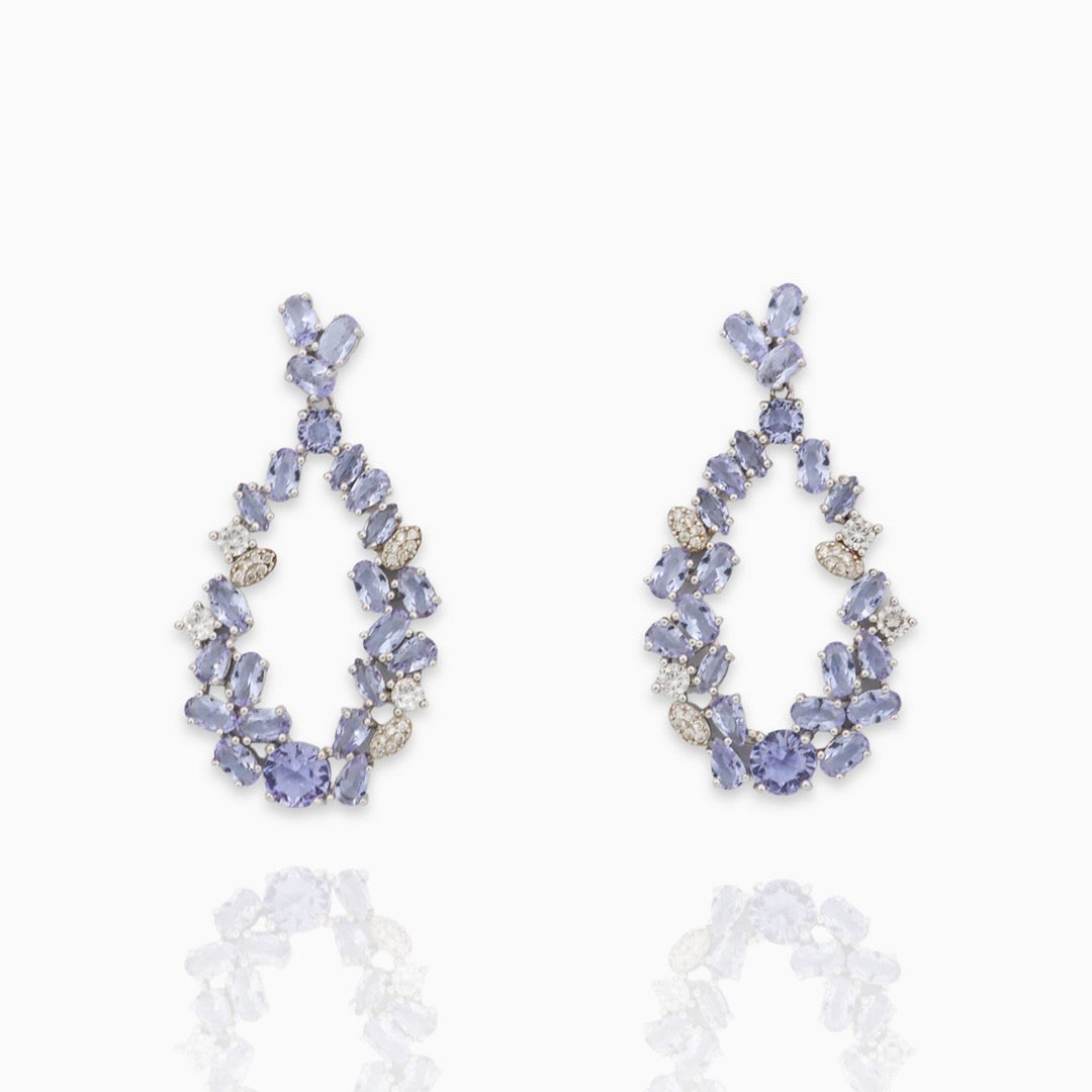 purple stone garland design dangler earring set
