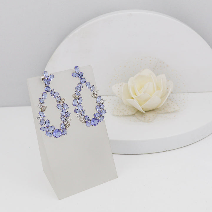purple stone garland design dangler earring set