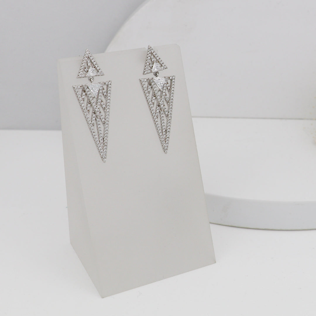 triangular design aesthetic design dangler earring set