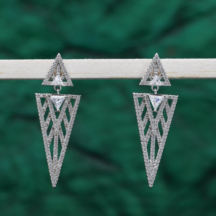 triangular design aesthetic design dangler earring set