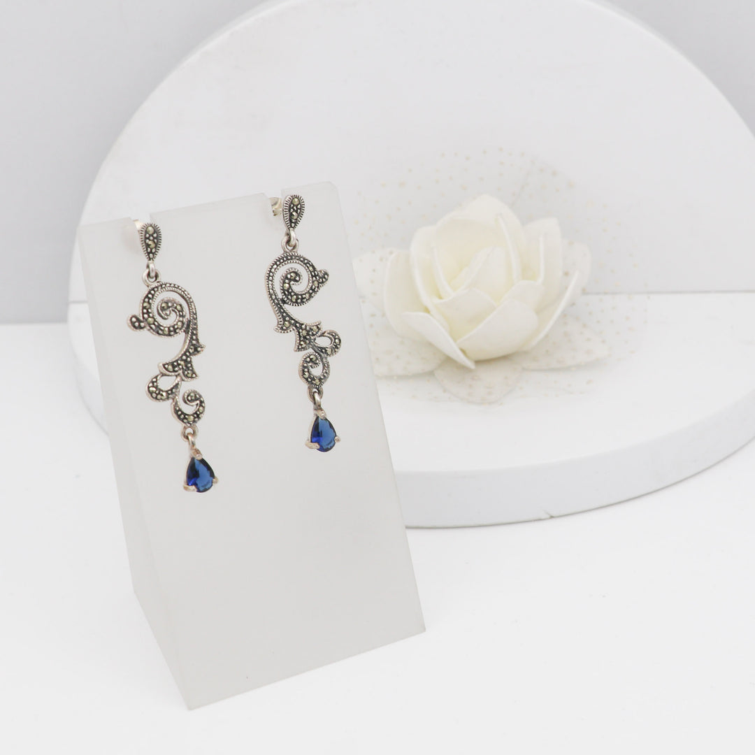 classic design marcasite stone dangler earring set