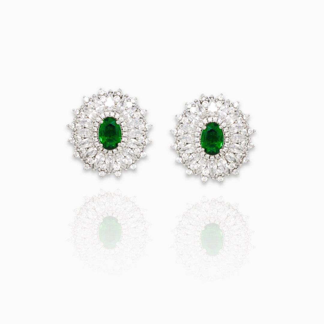 Green and white stone earring