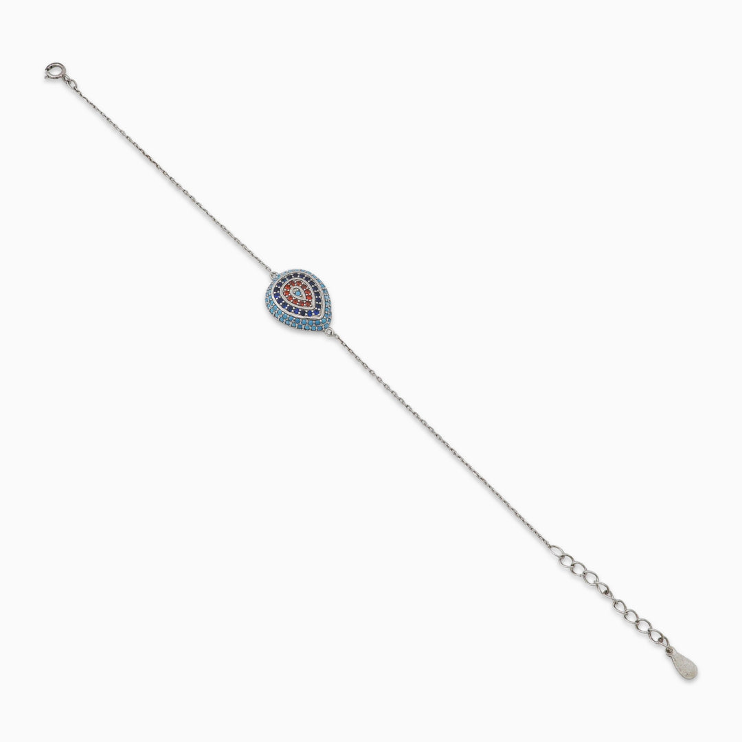 Sleek blue drop design Ladies Silver bracelet