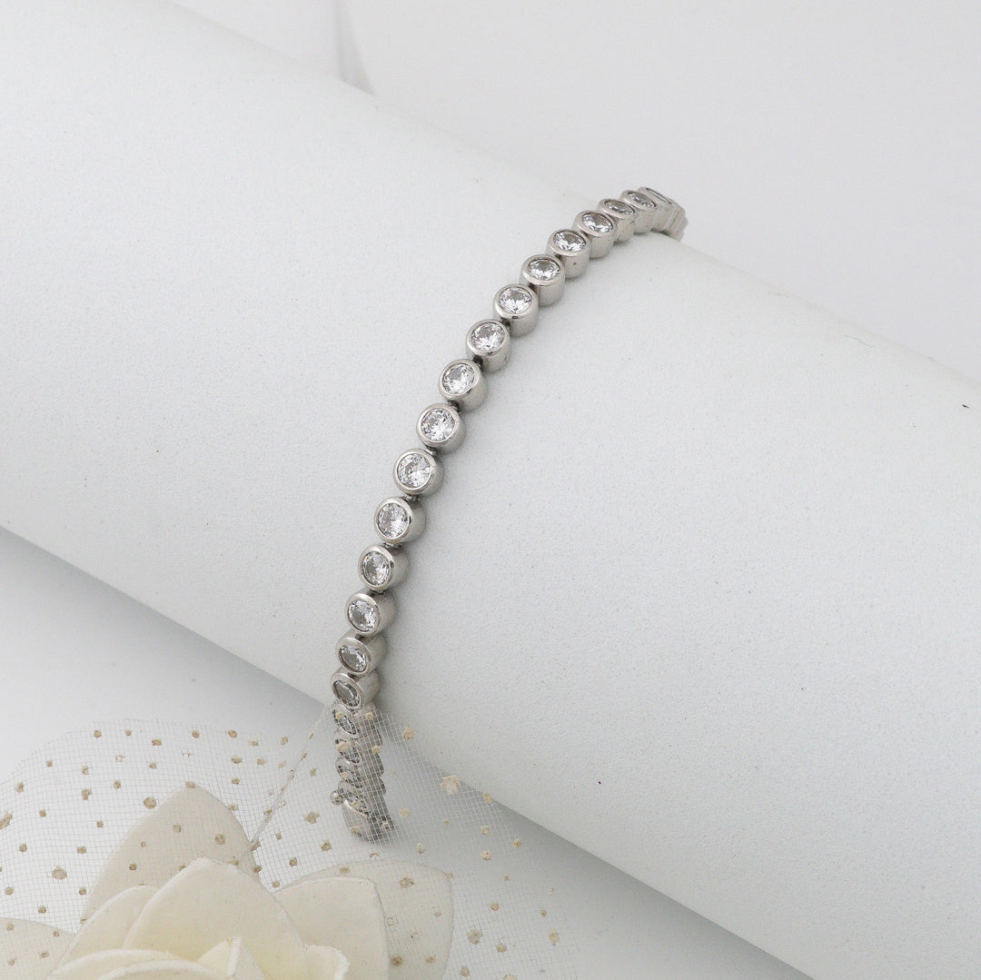 Solitaire zircon stone series Ladies Silver bracelet