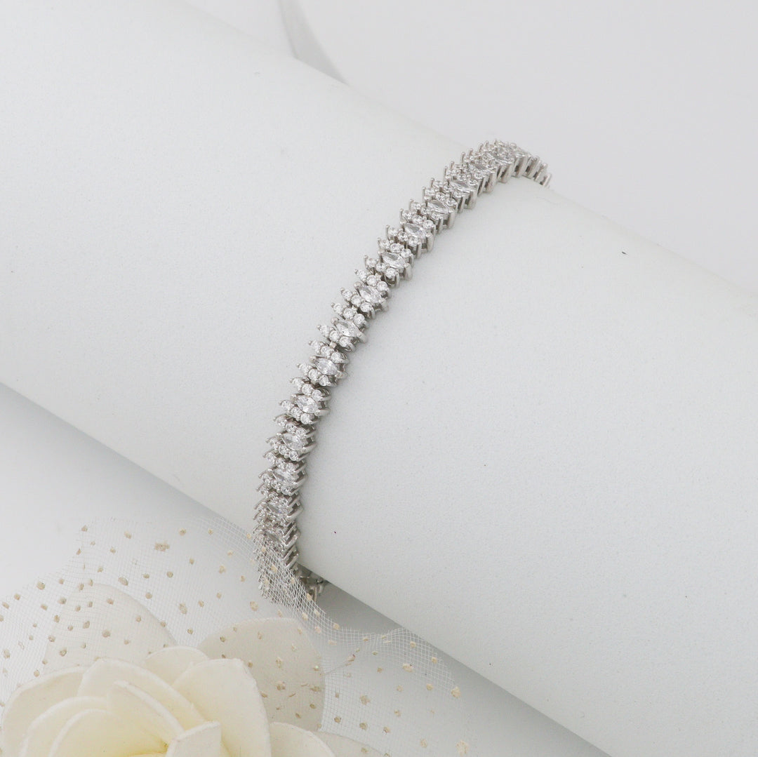 Solitaire zircon square stone series Ladies Silver bracelet