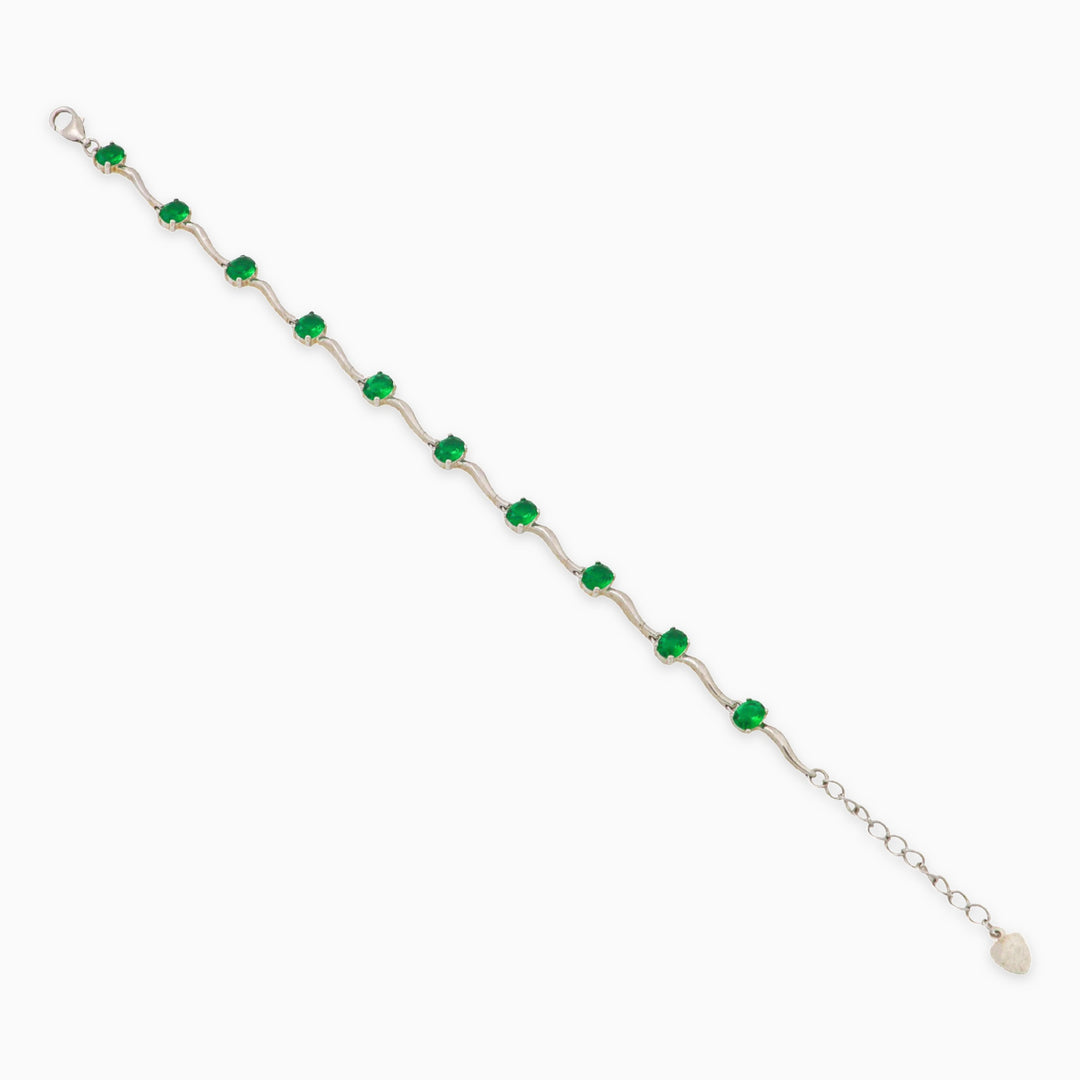 Green maala design Ladies Silver bracelet