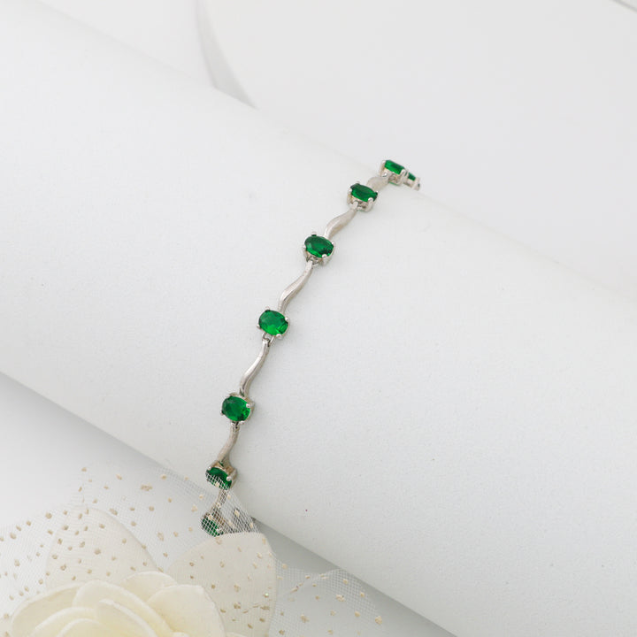 Green maala design Ladies Silver bracelet