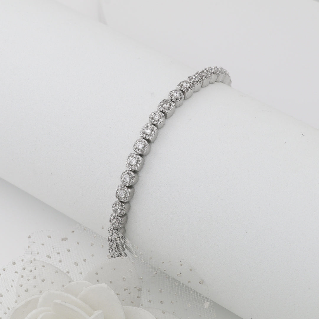 Solitaire zircon round stones series Ladies Silver  bracelet