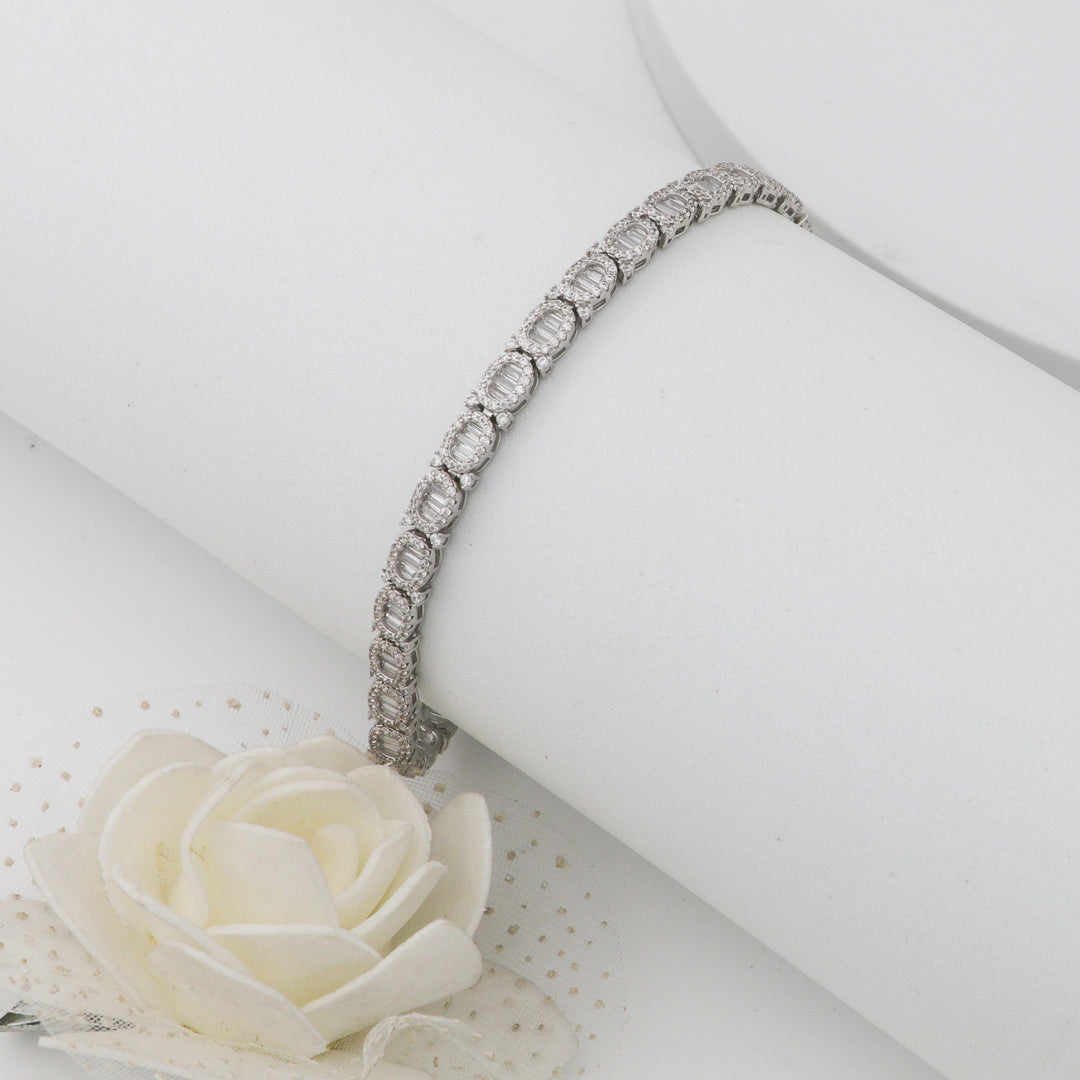 Oval beads Ladies Silver  bracelet