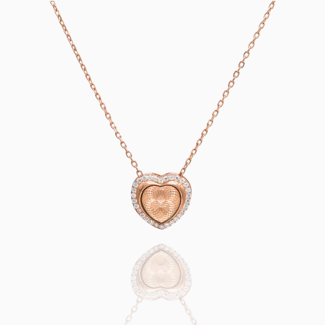 Shining hearts within a heart Pendant with chain Silver Necklace