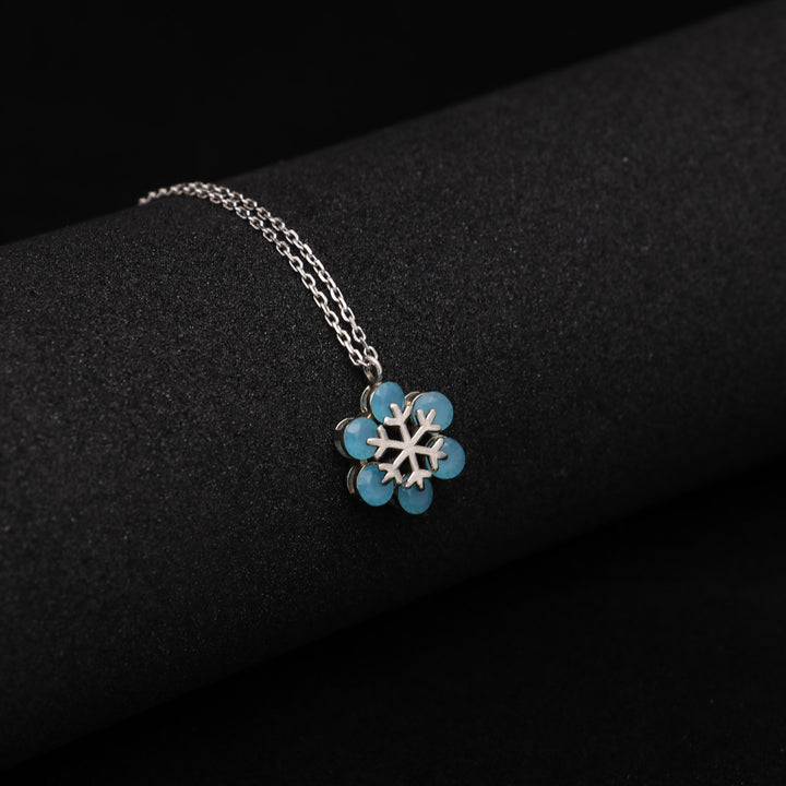 Blue flower Pendant with Chain Necklace