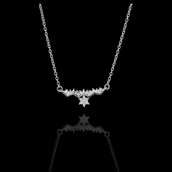Star bow pendant with chain silver necklace