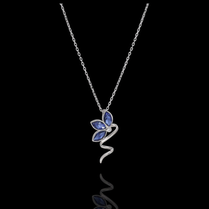 Blooming petals pendant with chain Silver Necklace