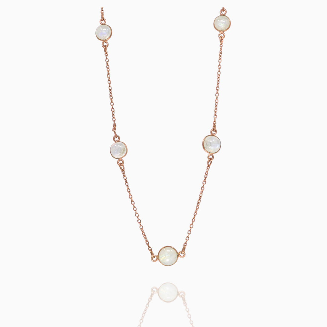 Moonstone Beads Pendant with Chain Silver necklace