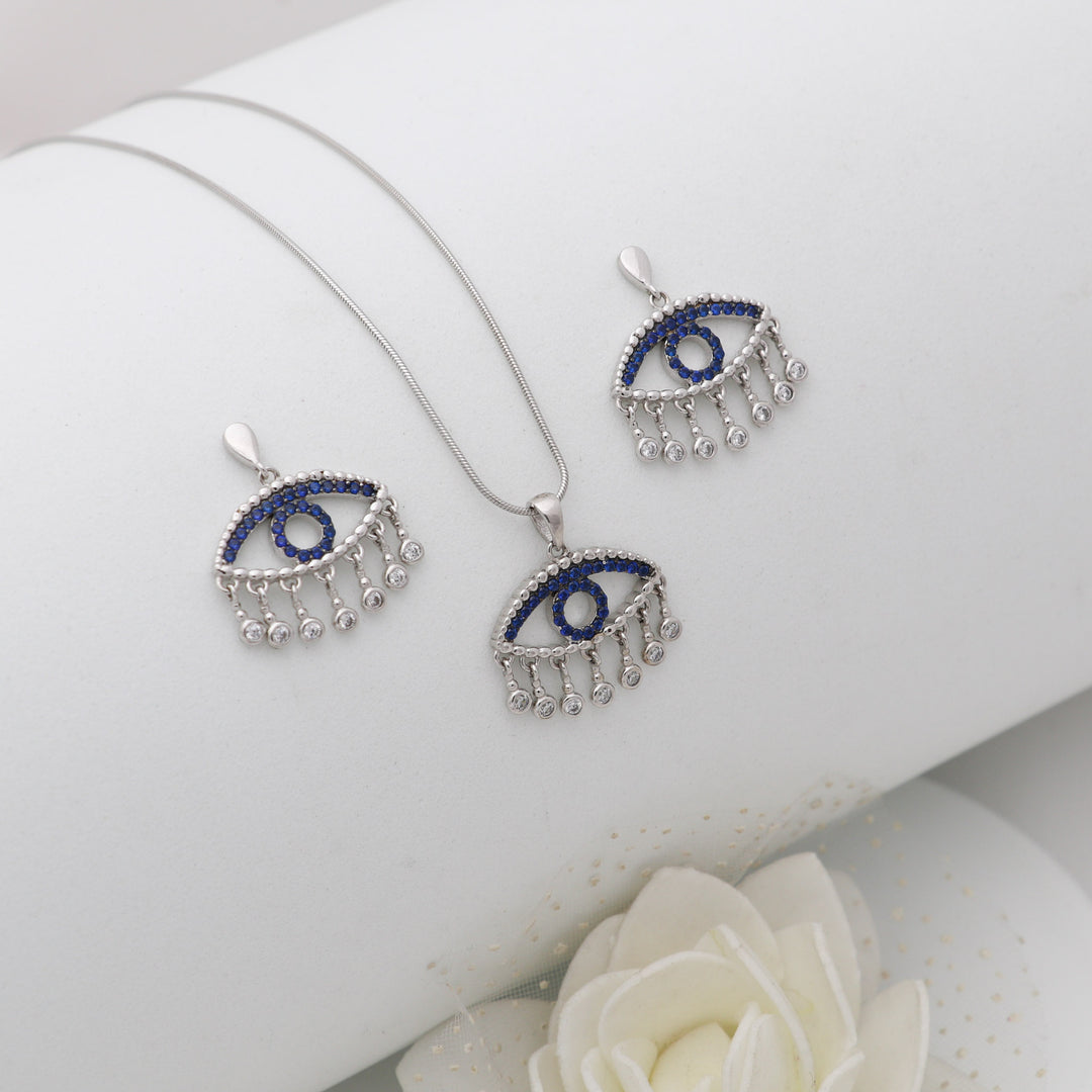 Evil eye pendent with matching earring set