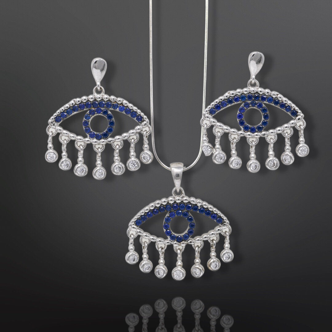 Evil eye pendent with matching earring set