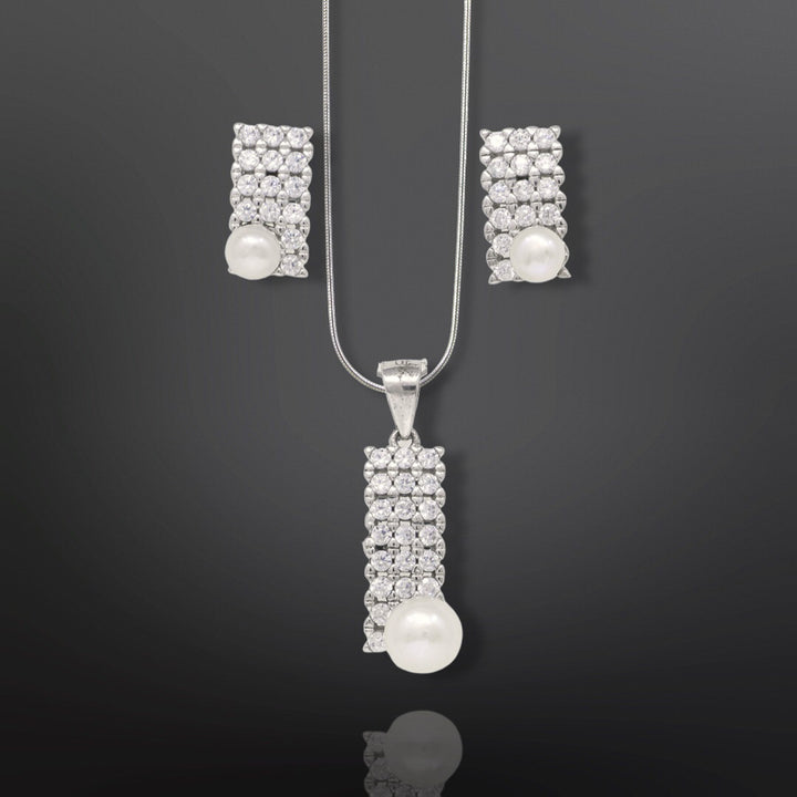 Pearl rectangular shape pendent with matching earring set