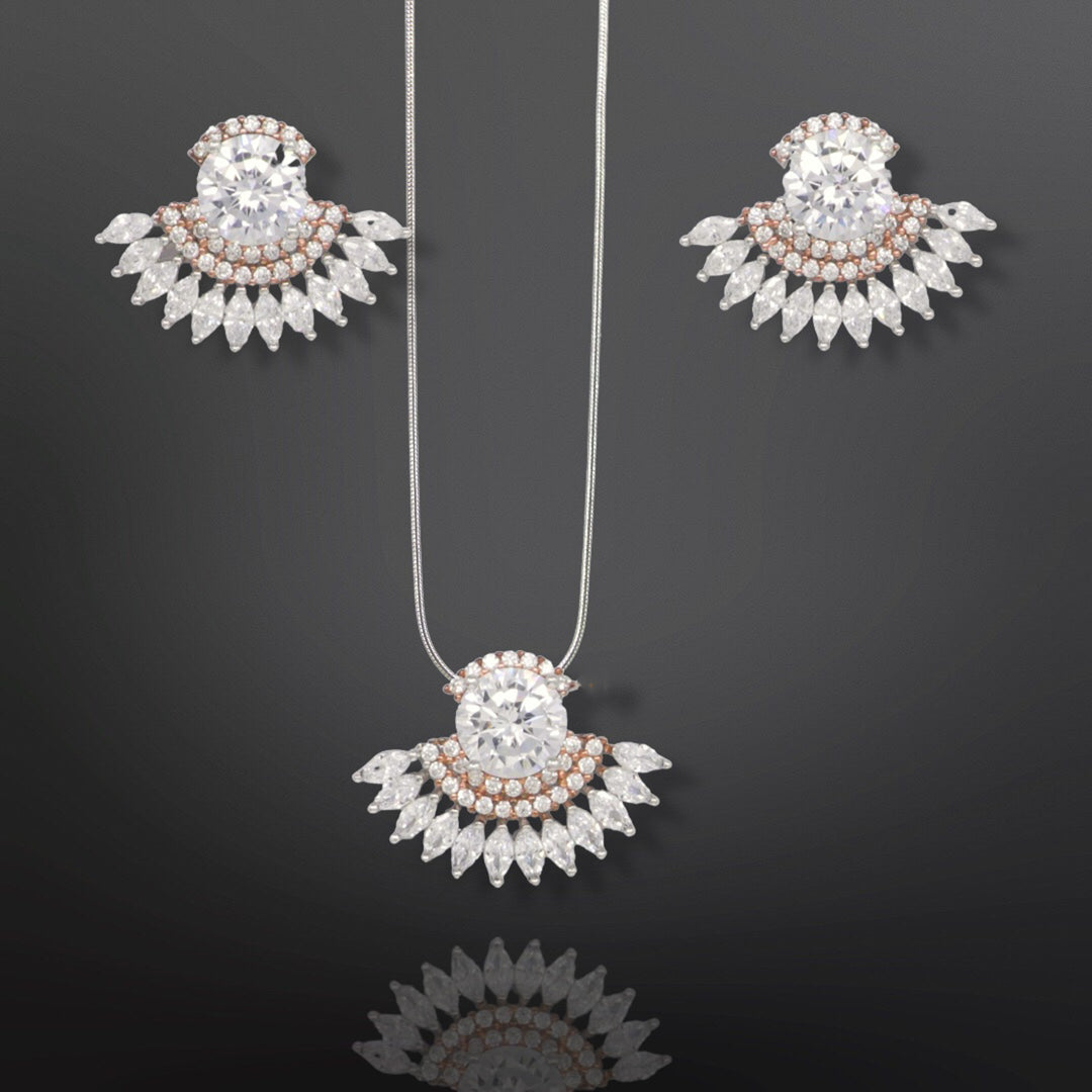 Sunshine pendant with matching earrings Silver Jewellery set