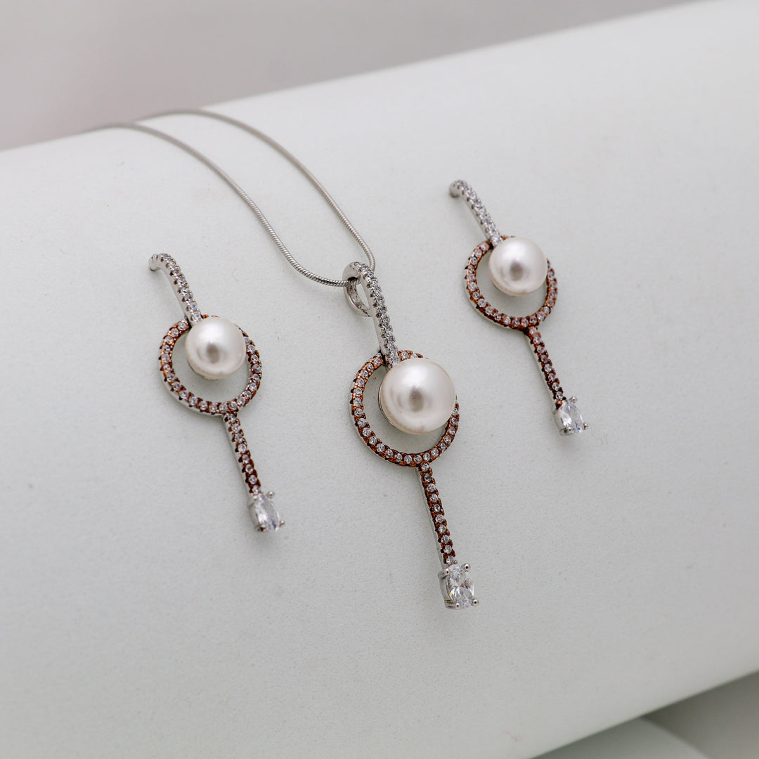Pearl pendant with matching earrings Silver Jewellery set