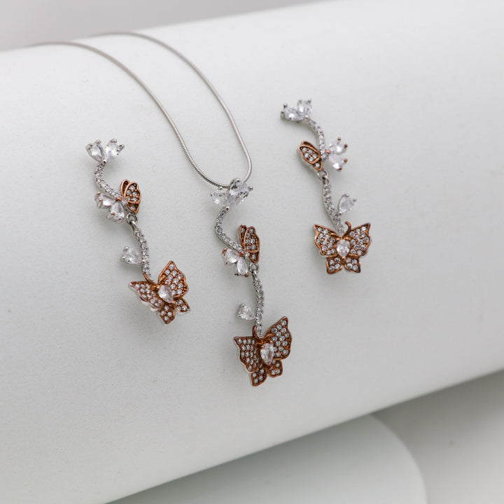 Butterfly series pendent with matching earring set