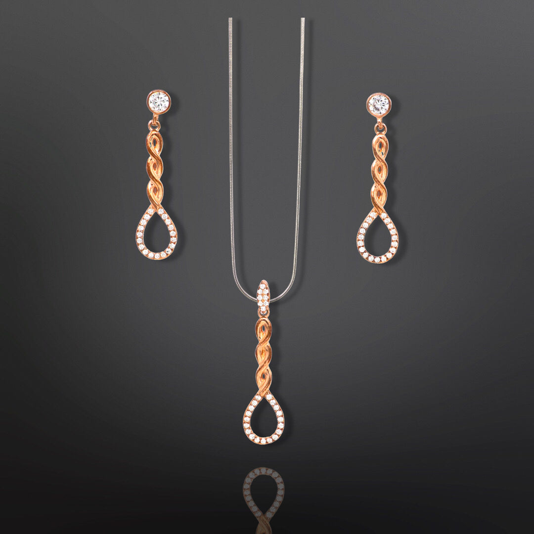 Twisted pendant with matching earrings Silver Jewellery set