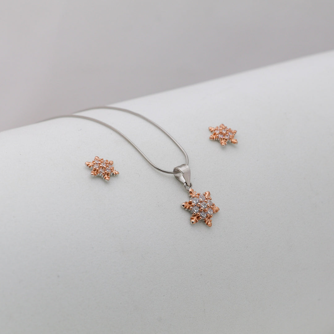 Small star pendent with matching earrings Silver Jewellery set