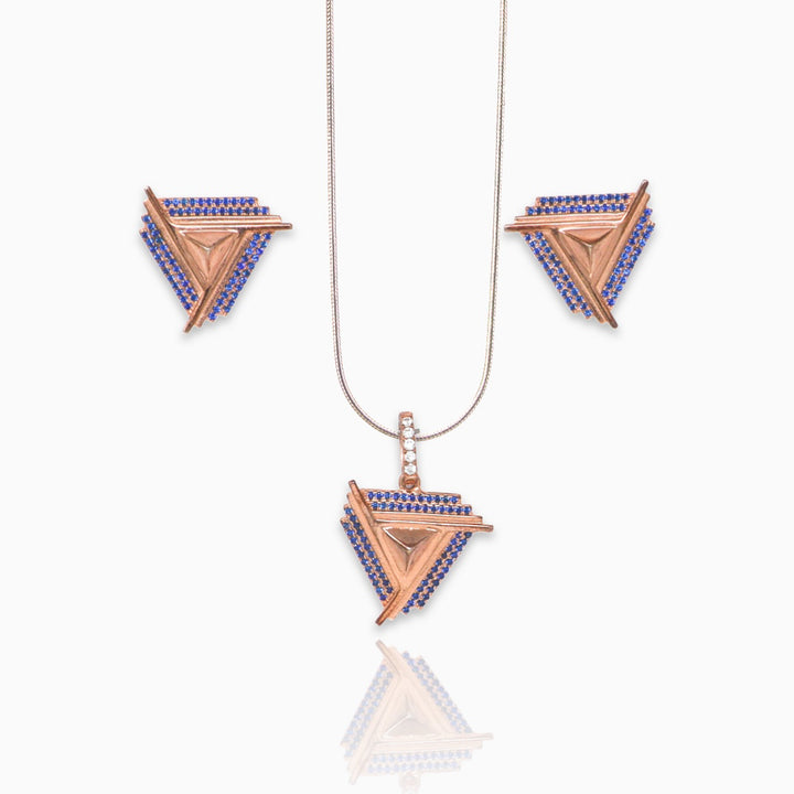 Unending triangle pendant with matching earrings Silver Jewellery set